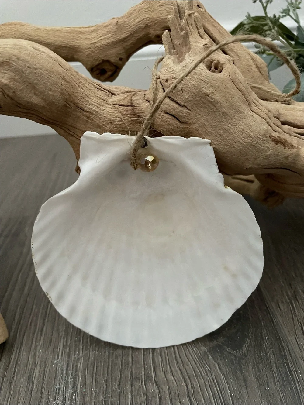Seashell Ornament Handmade 4.5-5” Gold Beaded Coastal Beach Festive Christmas